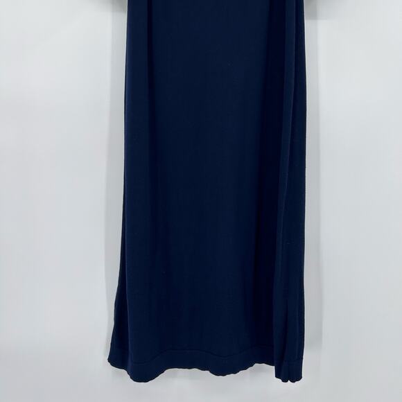 BCBGMaxAzria Silk Cashmere Blend Puff Sleeve Dress Navy Blue Shift Womens S - Picture 10 of 10